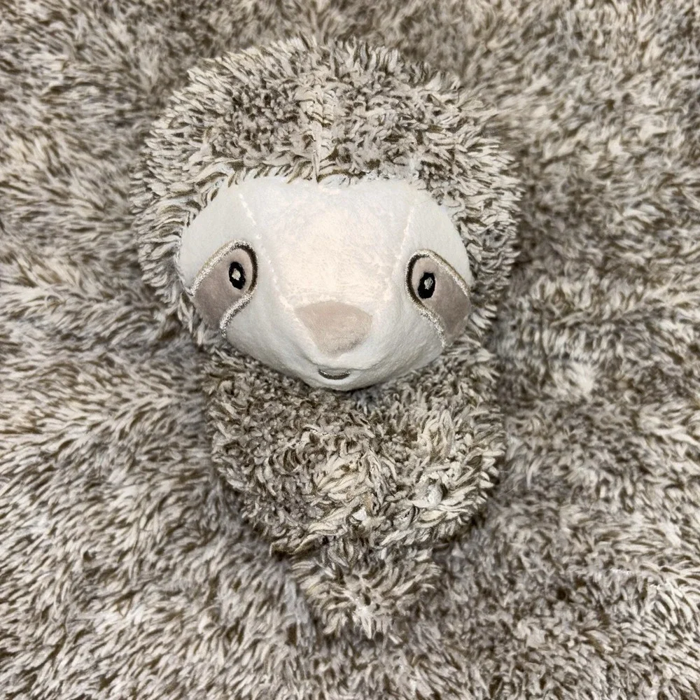 Carters Gray Shaggy Sloth Security Blanket Plush Baby Lovey Super Soft